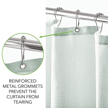 mDesign Luxury Waffle Knit Shower Curtain - Light Aqua Blue