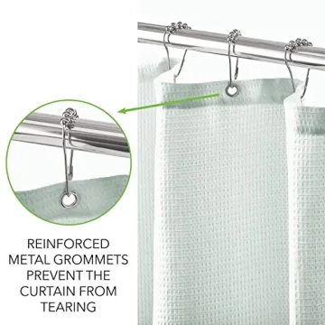 mDesign Luxury Waffle Knit Shower Curtain - Light Aqua Blue