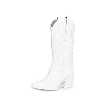 Jeffrey Campbell Dagget White Combo Stylish Block Heel Boots