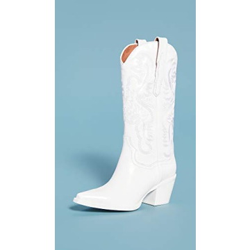 Jeffrey Campbell Dagget White Combo Stylish Block Heel Boots
