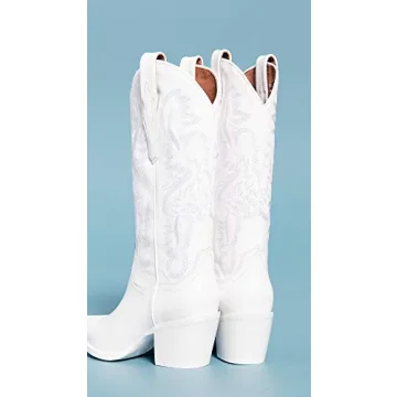 Jeffrey Campbell Dagget White Combo Stylish Block Heel Boots