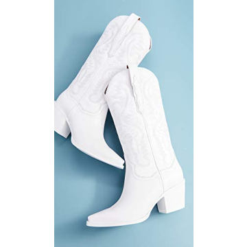 Jeffrey Campbell Dagget White Combo Stylish Block Heel Boots