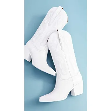 Jeffrey Campbell Dagget White Combo Stylish Block Heel Boots
