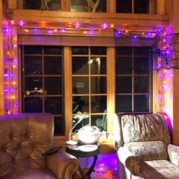 Dazzle Bright Fairy String Lights, 20FT 60 LED Copper Wire Battery Operated Waterproof Lights, Halloween Decorations for Indoor Home Outdoor Patio Yard Party Decor (Purple and Orange, 1)