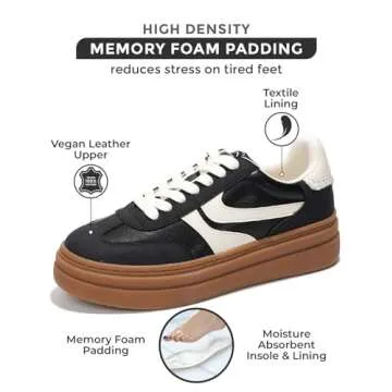 Project Cloud Platform Sneakers for Women - Memory Foam Insole, Lightweight Fashion Shoes