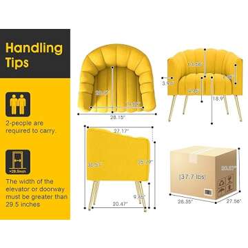 Dewhut Oversized Pumpkin Couch Accent Chair, Modern Comfy Velvet Upholstered Barrel Chairs, Luxury S...