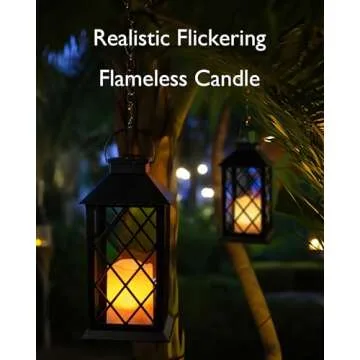 Homemory Solar Lanterns Outdoor Waterproof Hanging with Flickering Flameless Candles, 2 Pack 13'' Ga...