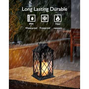 Homemory Solar Lanterns Outdoor Waterproof Hanging with Flickering Flameless Candles, 2 Pack 13'' Garden Outdoor Lantern Decorative for Patio Front Porch Backyard Balcony Cabin Outside Table(Black)
