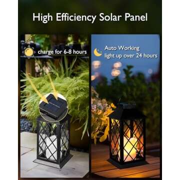 Homemory Solar Lanterns Outdoor Waterproof Hanging with Flickering Flameless Candles, 2 Pack 13'' Garden Outdoor Lantern Decorative for Patio Front Porch Backyard Balcony Cabin Outside Table(Black)