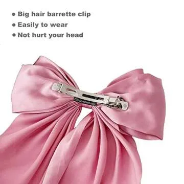 ENASGLOO 8Pcs Satin Hair Bows Ribbon Barrettes Clip Large French Bowknot Hairpin for Women Girls