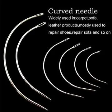 Honbay 60PCS Metal Curved Leather Needle C Type Weaving Hand Needle for Upholstery Carpet Leather Canvas Repair (2.5/3/3.5/4/5/6 Inch)