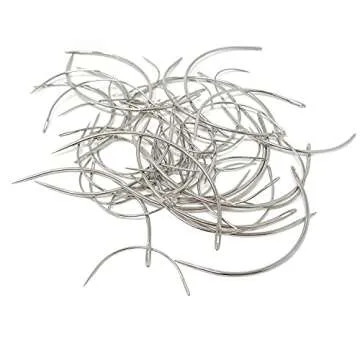 Honbay 60PCS Metal Curved Leather Needle C Type Weaving Hand Needle for Upholstery Carpet Leather Canvas Repair (2.5/3/3.5/4/5/6 Inch)