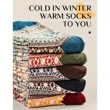 Warm Vintage Wool Socks for Women – 5 Pairs