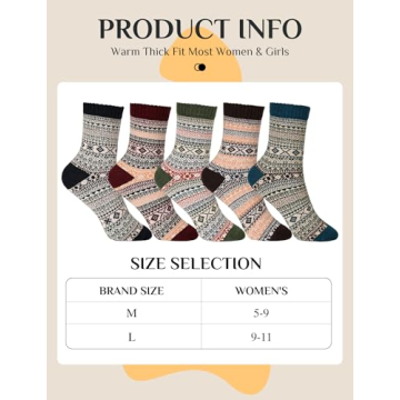 Warm Vintage Wool Socks for Women – 5 Pairs