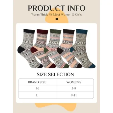 Warm Vintage Wool Socks for Women – 5 Pairs