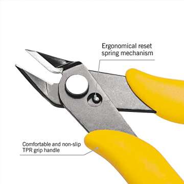 KATA 2-Pack Micro Wire Cutters, Precision Electronics Flush Cutter and Side Cutting Pliers for Electronics, Jewelry, Model Kits, Yellow