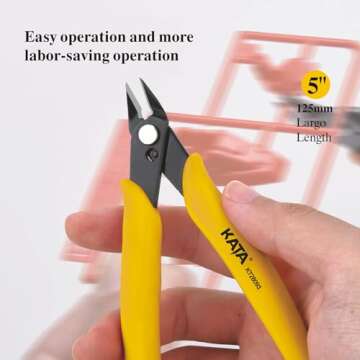 KATA 2-Pack Micro Wire Cutters, Precision Electronics Flush Cutter and Side Cutting Pliers for Electronics, Jewelry, Model Kits, Yellow