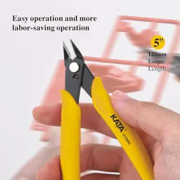 KATA 2-Pack Micro Wire Cutters, Precision Electronics Flush Cutter and Side Cutting Pliers for Electronics, Jewelry, Model Kits, Yellow