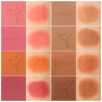 8 Colors Face Matte Blush Palette Shading Blusher with Brush - Buildable Facial Cheek Blusher Contour Bronzing Pressed Powder Makeup Pallet Women Gift Set (01 Matte)