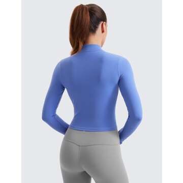 CRZ YOGA Womens Butterluxe Full Zip Cropped Workout Jacket Slim Fit Lightweight Athletic Yoga Tops w...