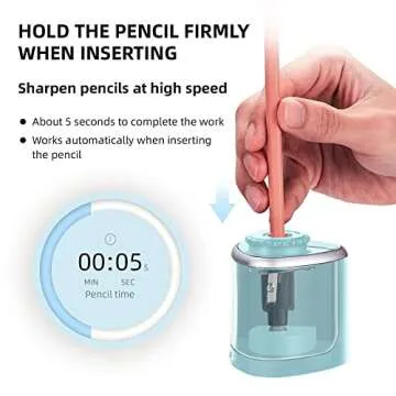 Aogwat Pencil Sharpener Electric Pencil Sharpener for Kids, Blade to Fast Sharpen, Suitable for No.2/School/Classroom/Office/Home (Blue)