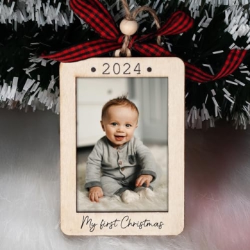 Baby's First Christmas Ornament 2024 - Picture Frame Keepsake