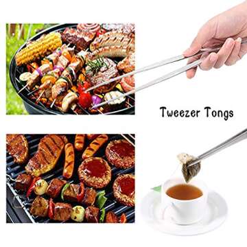 2 PCS 12 Inch Tweezer Tongs,Stainless Steel Tweezers Tongs,Kitchen Cooking Tweezer Tongs with Precision Serrated Tips for Baking Decorating Beauty & Sea Food