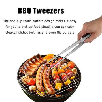 2 PCS 12 Inch Tweezer Tongs,Stainless Steel Tweezers Tongs,Kitchen Cooking Tweezer Tongs with Precision Serrated Tips for Baking Decorating Beauty & Sea Food