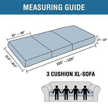 H.VERSAILTEX Super Stretch Individual Seat Cushion Covers Sofa Covers Couch Cushion Covers Slipcover Sets Thick Jacquard Textured Twill Fabric (3 Piece XL Sofa Cushion Covers, Dove)