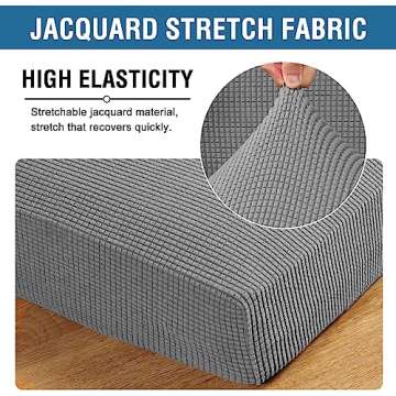 H.VERSAILTEX Super Stretch Individual Seat Cushion Covers Sofa Covers Couch Cushion Covers Slipcover Sets Thick Jacquard Textured Twill Fabric (3 Piece XL Sofa Cushion Covers, Dove)