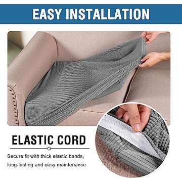 H.VERSAILTEX Super Stretch Individual Seat Cushion Covers Sofa Covers Couch Cushion Covers Slipcover Sets Thick Jacquard Textured Twill Fabric (3 Piece XL Sofa Cushion Covers, Dove)
