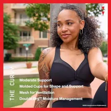 Champion Womens Bra, Curvy Moderate Support Low Cut For Sports Bra, Black, Large US