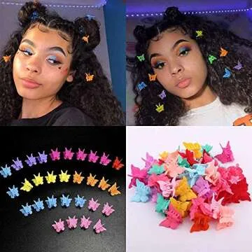 MUUZLL 50 Pack Butterfly Hair Clips Pastel Mini Cute Accessories For 90S Girls Women, Matte Colors Assorted Color, Beautiful And Random Colour
