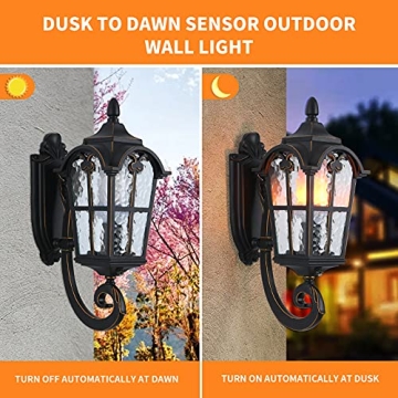 LONEDRUID Dusk to Dawn Outdoor Wall Lantern - Elegant & Durable