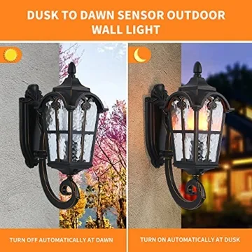 LONEDRUID Dusk to Dawn Outdoor Wall Lantern - Elegant & Durable
