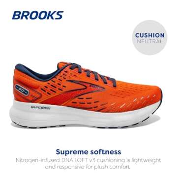 Brooks Men's Glycerin 20 Neutral Running Shoe - Orange/Titan/Flame - 9.5 Medium