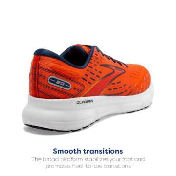 Brooks Men's Glycerin 20 Neutral Running Shoe - Orange/Titan/Flame - 9.5 Medium
