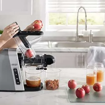 Omega Cold Press Juicer Machine, Vegetable and Fruit Juice Extractor, Triple-Stage Slow Masticating Juicer, 200 W, Gray