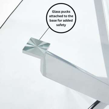 Uptown Club Glass Dining Table with Versatile Rectangular Designs, Tempered Surfaces, and Sturdy Bases for Modern Homes, Seats 4 to 8 People, Elegant Statement Piece, 51" x 32" Metallic