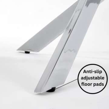 Uptown Club Glass Dining Table with Versatile Rectangular Designs, Tempered Surfaces, and Sturdy Bases for Modern Homes, Seats 4 to 8 People, Elegant Statement Piece, 51" x 32" Metallic