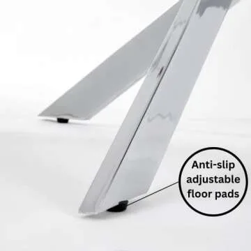 Uptown Club Glass Dining Table with Versatile Rectangular Designs, Tempered Surfaces, and Sturdy Bases for Modern Homes, Seats 4 to 8 People, Elegant Statement Piece, 51" x 32" Metallic