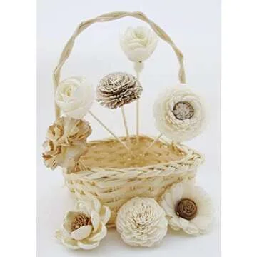 Fulllight Aroma Set, 10 Mixed Difference Flowers Diffuser Sesbania Wood with 20 Grams Reed Diffuser Sesame Wood and 20 Reed Diffuser Rattan Wood, Rod and Branch Style, for Aroma Diffuser (FL52)