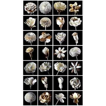 Fulllight Aroma Set, 10 Mixed Difference Flowers Diffuser Sesbania Wood with 20 Grams Reed Diffuser Sesame Wood and 20 Reed Diffuser Rattan Wood, Rod and Branch Style, for Aroma Diffuser (FL52)