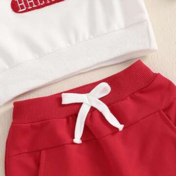 Newborn Valentines Day Outfit Boy Long Sleeve Letter Print Crewneck Sweatshirt Pants My First Valentines Day Baby Boy Outfit (V-White Red Heart,0-6 Months)