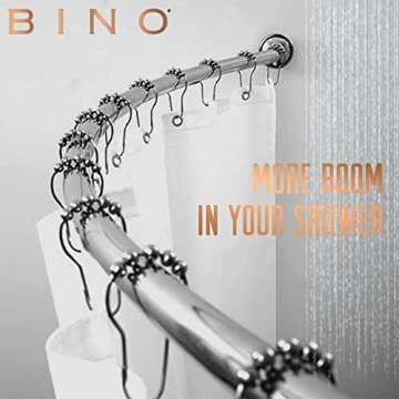 BINO Expandable Curved Shower Curtain Rod | Polished Chrome 48" to 72" Extendable Shower Rod | Adjustable Shower Curtain Rod with Screw-Mounted Hardware | Easy Install, Rust-Resistant Curtain Rods