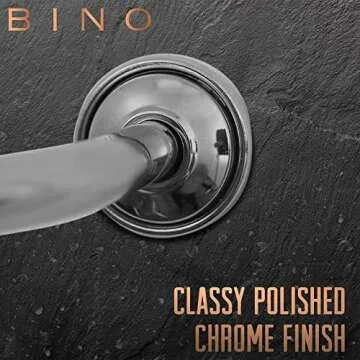 BINO Expandable Curved Shower Curtain Rod | Polished Chrome 48" to 72" Extendable Shower Rod | Adjustable Shower Curtain Rod with Screw-Mounted Hardware | Easy Install, Rust-Resistant Curtain Rods