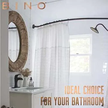 BINO Expandable Curved Shower Curtain Rod | Polished Chrome 48" to 72" Extendable Shower Rod | Adjustable Shower Curtain Rod with Screw-Mounted Hardware | Easy Install, Rust-Resistant Curtain Rods