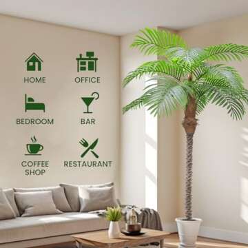 AnTing Artificial Coconut Palm Trees 7.5FT/90IN 12 Leaves with Pot (Set of 2)