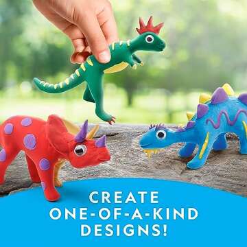 NATIONAL GEOGRAPHIC Clay Dinosaur Arts & Crafts Kit - Dinosaur Air Dry Clay for Kids with 5 Clay Colors, 5 Dino Skeletons & Googly Eyes, Dinosaur Activity for Girls and Boys Ages 4 5 6 7 8 9 & 10