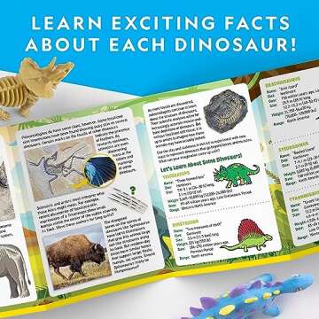NATIONAL GEOGRAPHIC Clay Dinosaur Arts & Crafts Kit - Dinosaur Air Dry Clay for Kids with 5 Clay Colors, 5 Dino Skeletons & Googly Eyes, Dinosaur Activity for Girls and Boys Ages 4 5 6 7 8 9 & 10